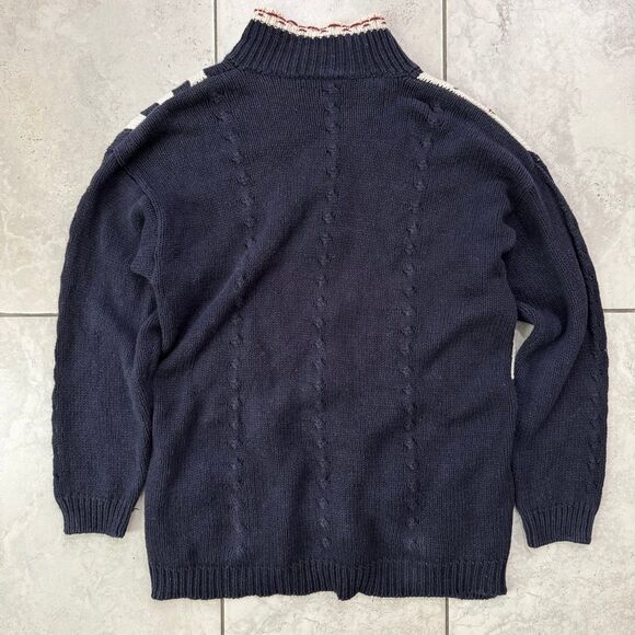 Vintage 90s Chunky Handknit Floral Sweater Cardigan Size L Womens - Picture 6 of 7